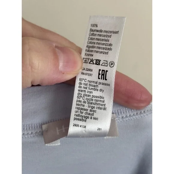 Hanro Pure Essence Nightgown Medium Short Sleeve V Neck Blue Glow 100% Cotton - Picture 3 of 5